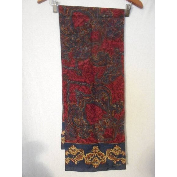 Blue Burgundy Paisley Liz Claiborne rectangle scarf - Estate Find - Picture 1 of 4